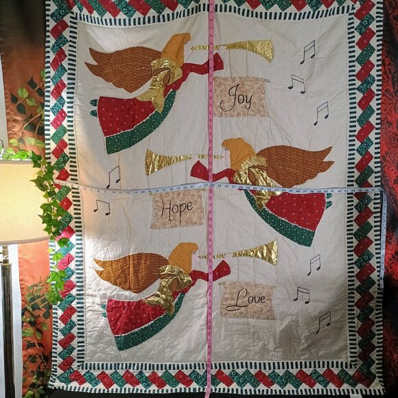 EUC: Nautica Home approx 48"x59" Multicolor Christmas Angels Quiilt Wall Decor - Picture 8 of 10